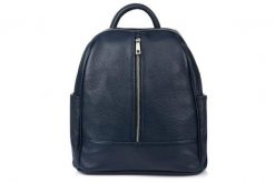 Granatowy Włoski Plecak Skórzany A4 damski pojemny solidny C78. Niebieskie plecaki damskie bez wzorów. Za 307.90 zł.