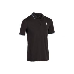 Koszulka polo tenisowa Dry 500 męska. Czarne koszulki polo męskie ARTENGO, l, bez wzorów, z elastanu, bez ramiączek. W wyprzedaży za 39.99 zł.