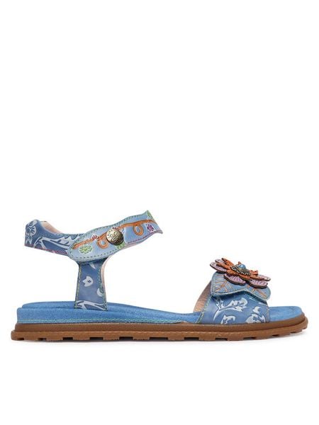 Laura Vita Sandały Brownieo 02 Niebieski. Niebieskie sandały damskie Laura Vita, bez wzorów, ze skóry, bez obcasa, na płaskiej podeszwie. Za 379.99 zł.