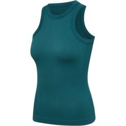 Bezszwowy damski top prążkowany Hummel Pulse. Zielone topy damskie HUMMEL, bez wzorów, prążkowane, bez ramiączek. Za 163.50 zł.