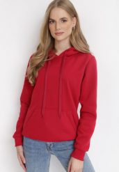 Czerwona Bluza z Kapturem Kasseia. Czerwone bluzy z kapturem damskie Born2be, l, z dzianiny. Za 39.99 zł.