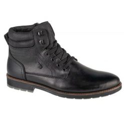 Męskie Skórzane Buty Do Kostki Z Logo. Czarne buty trekkingowe męskie Rieker, z gumy, bez zapięcia, trekkingowe. Za 526.99 zł.