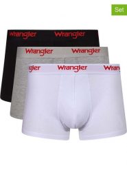 Wrangler Bokserki (3 pary) "Tasker" w kolorze czarnym, białym i jasnoszarym rozmiar: M. Białe bokserki męskie Wrangler, bez wzorów. Za 79.21 zł.