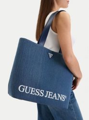 Guess Jeans Torebka CWBEO-GUESS-B-010-09 Granatowy. Niebieskie torebki klasyczne damskie Guess Jeans, z aplikacjami, z jeansu, bez dodatków. Za 249.99 zł.