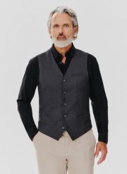 PAKO LORENTE – Gładka jednorzędowa kamizelka męska. Kamizelki męskie Pako Lorente, m, z elastanu. Za 149.99 zł.