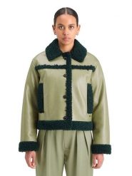 Scotch & Soda Kurtka koszulowa w kolorze czarno-oliwkowym rozmiar: M. Zielone kurtki damskie Scotch & Soda, m, bez wzorów, ze skóry, bez kaptura. Za 343.41 zł.