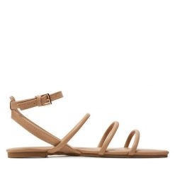 Sandały ONLY Shoes. Brązowe sandały damskie ONLY Shoes, bez wzorów, bez obcasa, na płaskiej podeszwie. Za 99.99 zł.