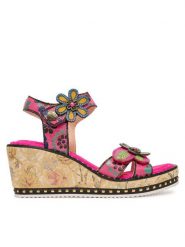 Laura Vita Sandały Ballon 08 Różowy. Czerwone sandały damskie Laura Vita, bez wzorów, ze skóry, bez obcasa, na koturnie. Za 429.99 zł.