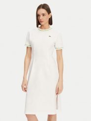 Lacoste Sukienka codzienna EF9988 Biały Slim Fit. Białe sukienki damskie Lacoste, na co dzień, bez wzorów, z bawełny, bez kołnierzyka, bez ramiączek, proste. Za 339.99 zł.