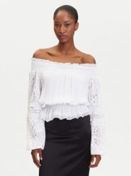 Guess Bluzka W5GH0S WE550 Biały Regular Fit. Białe bluzki damskie Guess, m, z aplikacjami, z wiskozy, bez ramiączek. Za 359.99 zł.