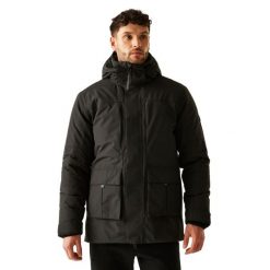 Męska Wodoodporna Kurtka Ocieplana Marron. Czarne kurtki męskie Regatta, m, z aplikacjami, z materiału, z kapturem. Za 272.99 zł.