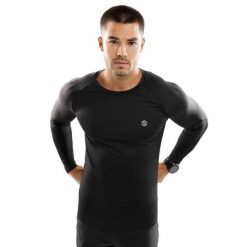 Męska koszulka treningowa z długim rękawem Fitness Siroko Key. Czarne t-shirty sportowe męskie SIROKO, na zimę, m, z tkaniny, bez ramiączek, do biegania. Za 105.00 zł.