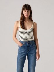Levi's Top w kolorze kremowo-czarnym rozmiar: S. Brązowe topy damskie Levi's, s, bez wzorów, prążkowane, bez kołnierzyka. Za 95.92 zł.