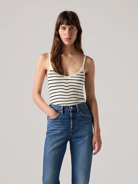 Levi's Top w kolorze kremowo-czarnym rozmiar: S. Brązowe topy damskie Levi's, s, bez wzorów, prążkowane, bez kołnierzyka. Za 95.92 zł.