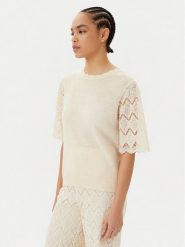 TWINSET Sweter 251TP3341 Beżowy Regular Fit. Brązowe swetry klasyczne damskie Twinset, xl, z bawełny, bez kołnierzyka. Za 569.99 zł.