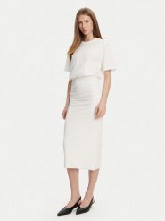 Marella Sukienka codzienna Ileana 2513621014 Biały Slim Fit. Białe sukienki damskie Marella, na co dzień, l, bez wzorów, z bawełny, bez kołnierzyka, bez ramiączek, proste. Za 899.99 zł.