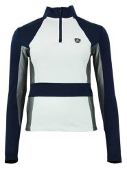Peak Mountain Koszulka funkcyjna "Anath" w kolorze biało-granatowym rozmiar: XL. Białe bluzki sportowe damskie Peak Mountain, xl, bez wzorów, z materiału, bez ramiączek. Za 87.81 zł.
