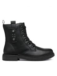 Geox Kozaki Jr Eclair J469QM 0009F C9999 D Czarny. Czarne kozaki dziewczęce Geox, bez wzorów, ze skóry, bez obcasa. Za 249.99 zł.