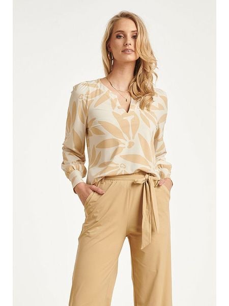Smashed Lemon Bluzka w kolorze beżowo-kremowym rozmiar: L. Brązowe bluzki damskie Smashed Lemon, l, bez wzorów, bez kołnierzyka, bez ramiączek. Za 229.95 zł.