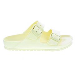Klapki damskie Birkenstock Arizona Eva. Niebieskie klapki damskie Birkenstock, bez wzorów, z materiału, bez obcasa. Za 338.00 zł.