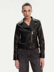 Rinascimento Kurtka z imitacji skóry CFC0119619003 Czarny Regular Fit. Czarne kurtki damskie RINASCIMENTO, s, bez wzorów, ze skóry, bez kaptura. Za 259.99 zł.