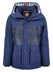 Geographical Norway Kurtka zimowa "Alegrou" w kolorze granatowym rozmiar: S. Niebieskie kurtki męskie Geographical Norway, na zimę, s, z aplikacjami, bez kaptura. Za 184.46 zł.