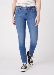 DAMSKIE SPODNIE JEANSOWE WRANGLER SKINNY WONDER BLUES W28K-KR-25M 112128292. Spodnie materiałowe damskie Wrangler, bez wzorów, z jeansu. Za 209.99 zł.