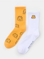 Prążkowane skarpetki 2 pack Garfield - wielobarwny. Skarpetki męskie Sinsay, bez wzorów, prążkowane. Za 15.99 zł.