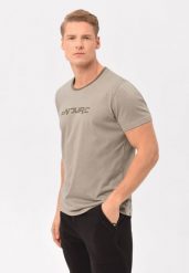 T-shirt w sportowym stylu T-ENDE. Brązowe t-shirty męskie Volcano, na zimę, m, bez wzorów, z bawełny, bez kołnierzyka. Za 69.99 zł.