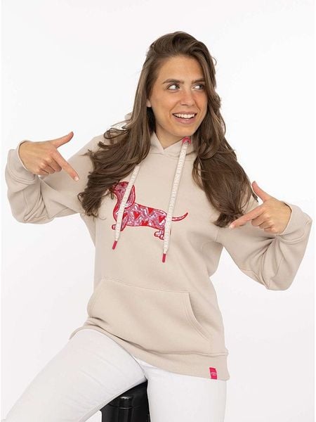 Zwillingsherz Bluza "Dachshund Heart" w kolorze beżowym rozmiar: XXL. Brązowe bluzy z kapturem damskie Zwillingsherz, xxl. Za 164.95 zł.