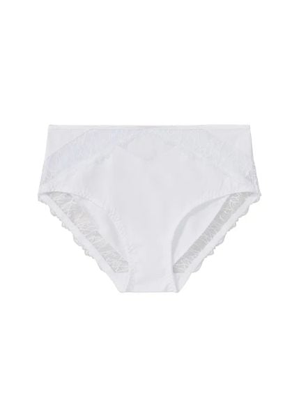 Figi maxi z delikatną koronką. Niebieskie figi damskie bonprix, bez wzorów, z koronki. Za 39.99 zł.