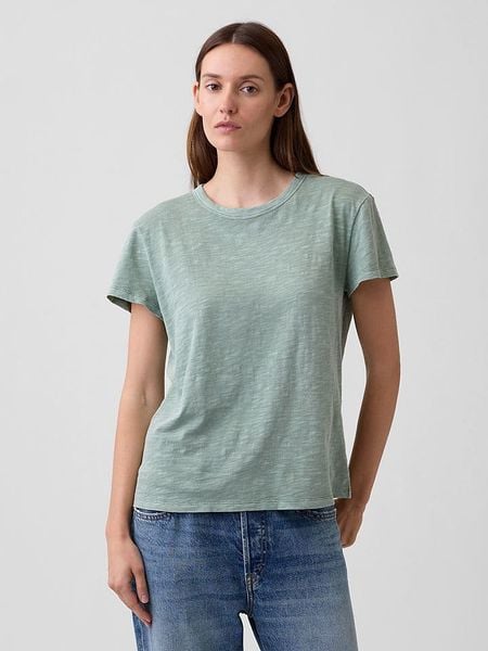 GAP Koszulka w kolorze zielonym rozmiar: XL. Zielone bluzki damskie GAP, xl, bez wzorów, z bawełny, bez kołnierzyka, bez ramiączek. Za 52.55 zł.