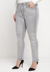 Szare Dopasowane Casualowe Jeansy na Suwak i Guzik Lirienne. Szare jeansy damskie Born2be. Za 54.99 zł.