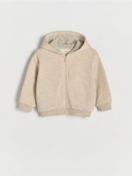 Bluza z kapturem - beżowy. Brązowe bluzy i bluzki niemowlęce Reserved, bez wzorów, z bawełny, bez ramiączek, z kapturem. W wyprzedaży za 29.99 zł.