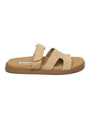 Steve Madden Skórzane klapki w kolorze beżowym rozmiar: 40. Brązowe klapki damskie Steve Madden, bez wzorów, ze skóry, bez obcasa. Za 231.61 zł.
