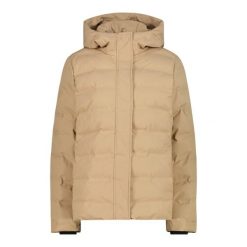 Kurtka puchowa zapinana na zamek z odpinanym kapturem damska CMP. Brązowe kurtki damskie CMP, bez wzorów, z puchu. Za 509.99 zł.