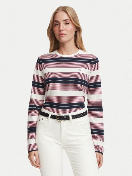 Tommy Jeans Bluzka Reg Ess Jersey DW0DW23562 Kolorowy Regular Fit. Bluzki damskie Tommy Jeans, xl, bez wzorów, z bawełny, bez kołnierzyka, bez ramiączek. Za 189.99 zł.