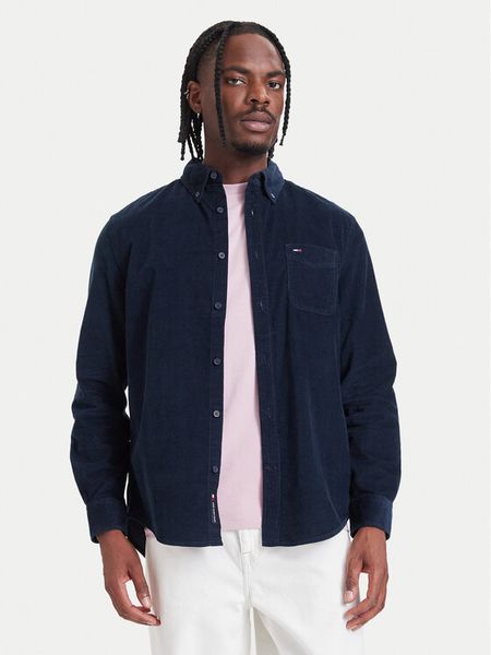 Tommy Jeans Koszula DM0DM23517 Granatowy Regular Fit. Niebieskie koszule męskie Tommy Jeans, l, bez wzorów, z bawełny, bez kołnierzyka, bez ramiączek. Za 349.99 zł.