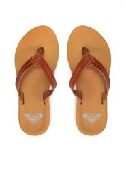 Roxy Japonki ARJL101146 Brązowy. Brązowe klapki damskie Roxy, bez wzorów, ze skóry, bez obcasa. Za 109.99 zł.