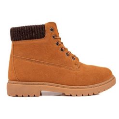 Original Walkman Shoes Camelowe Traperki Ze Skóry brązowe. Brązowe obuwie trekkingowe damskie na zimę. Za 141.46 zł.