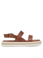 Pollini Sandały SA16483G0MTC0230 Brązowy. Brązowe sandały damskie Pollini, bez wzorów, ze skóry, bez obcasa, na płaskiej podeszwie. Za 799.99 zł.