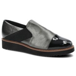 Szare Półbuty Lamelia Eleganckie Buty Damskie. Szare półbuty damskie LAMELIA, z aplikacjami, ze skóry, eleganckie, bez obcasa, na platformie. Za 209.00 zł.