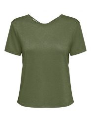ONLY Koszulka w kolorze khaki rozmiar: XL. Brązowe bluzki damskie Only, s, bez wzorów, z wiskozy, klasyczne, bez kołnierzyka, bez ramiączek. Za 79.03 zł.