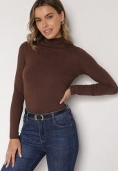 Brązowa Bawełniana Bluzka Ozdobiona Guzikami Tusreena. Brązowe bluzki damskie Born2be, l, z aplikacjami, z bawełny, eleganckie, bez kołnierzyka, bez ramiączek. Za 99.99 zł.