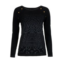 Desigual sweter damski Gaea S czarny. Czarne swetry klasyczne damskie Desigual, s, bez kołnierzyka. W wyprzedaży za 173.00 zł.
