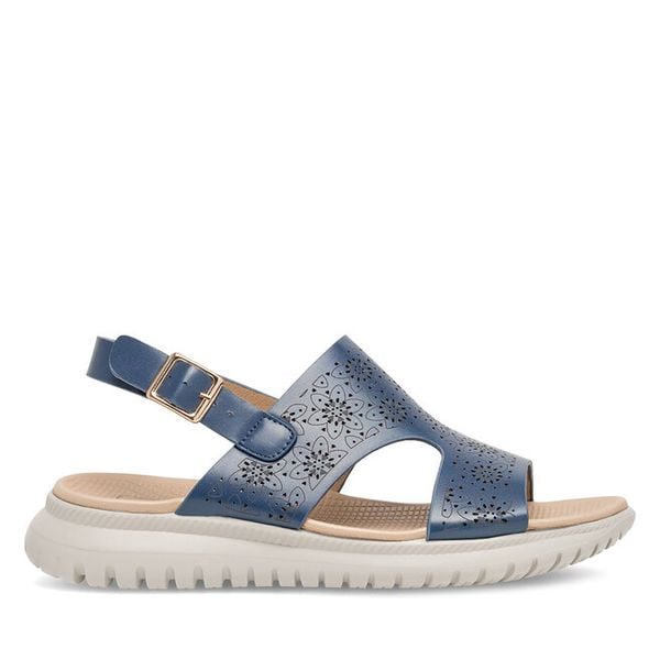 Sandały Clara Barson. Niebieskie sandały damskie Clara Barson, bez wzorów, bez obcasa, na płaskiej podeszwie. Za 99.99 zł.