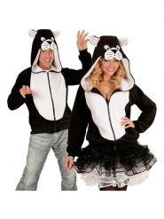 Carnival Party Polarowa kurtka kostiumowa "Cat" w kolorze biało-czarnym rozmiar: S/M. Białe kurtki damskie Carnival Party, m, bez wzorów, z polaru, bez kaptura. Za 69.99 zł.