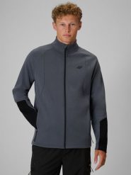 4F Bluza dresowa regular bez kaptura męska - szara L. Szare bluzy sportowe męskie 4f, bez wzorów, z bawełny, klasyczne, bez kołnierzyka, bez ramiączek. Za 199.99 zł.