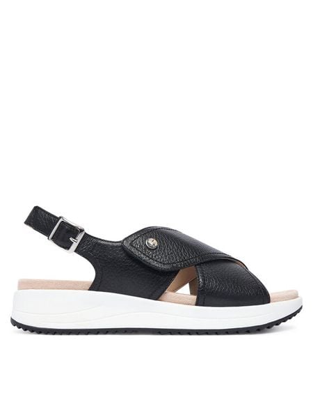 Caprice Sandały 9-28707-46 Czarny. Czarne sandały damskie Caprice, bez wzorów, ze skóry, bez obcasa, na płaskiej podeszwie. Za 263.99 zł.
