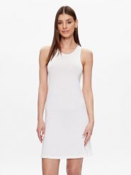 Calvin Klein Swimwear Sukienka plażowa KW0KW02145 Biały Slim Fit. Białe sukienki damskie Calvin Klein Swimwear, na plażę, l, bez wzorów, bez kołnierzyka, bez ramiączek. Za 149.99 zł.
